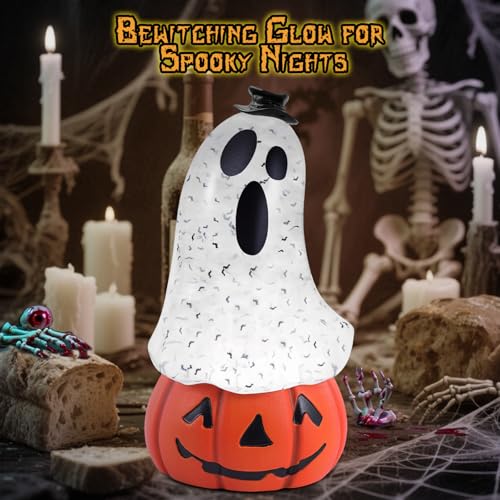 Halloween Snow Globe Lantern with Ghost and Pumpkin