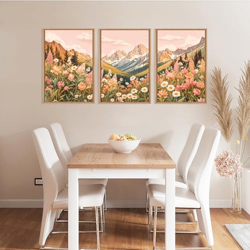 Large Abstract Colorful Mountain Framed Canvas Wall Art