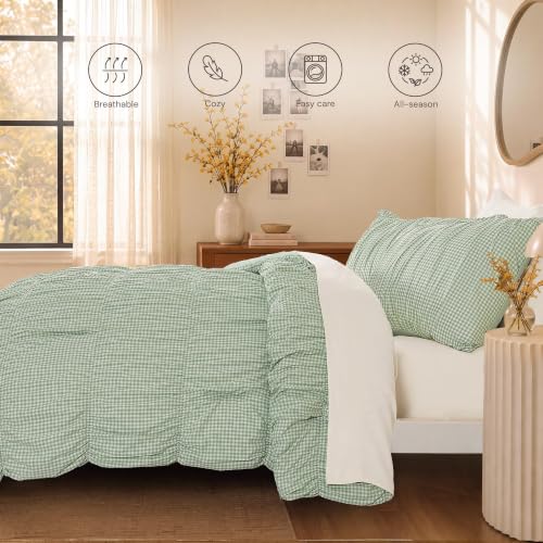 Green Gingham Full Size Comforter Sets