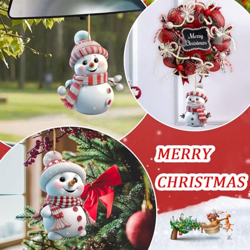Funny White Snowman Christmas Tree Hanging Ornaments 5 Pcs