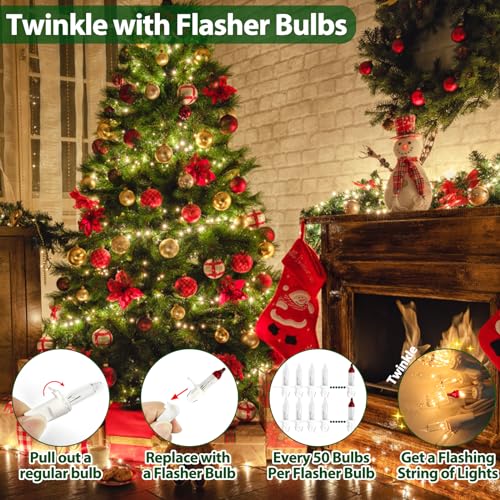 Clear Christmas Lights 25FT 100 Incandescent Bulbs Warm White Mini Lights with White Wire for Christmas Tree