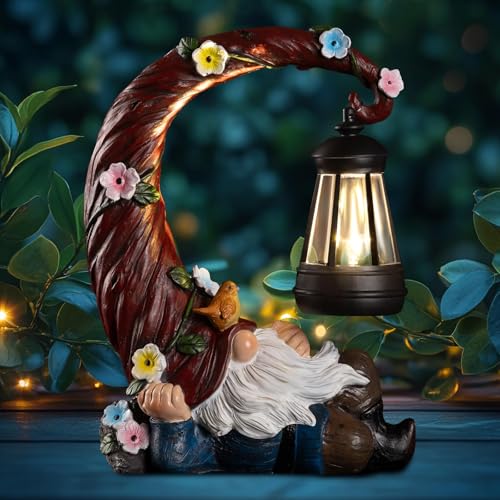 Garden Gnomes Outdoor Statue with Solar Light