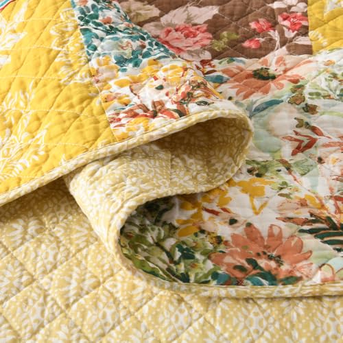 Cotton Bedspread Luxury Vintage Paisley Floral Patchwork Quilt Yellow Bedding Sets