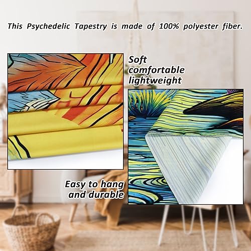 Boho Sun Mountain Tapestry Trippy Forest Tree Tapestries Vintage Aesthetic Plant Magical River Wall Tapestry Nature Landscape Wall Hanging for Bedroom Living Room