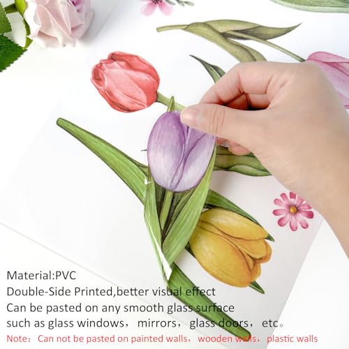 83 PCS Summer Window Clings Spring Flower Window Stickers Decorations for Glass Windows