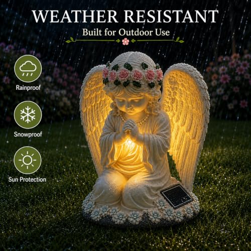 Solar Garden Statues Outdoor Decor Angel with LED Light