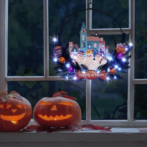 Lighted Halloween Wreaths for Front Door