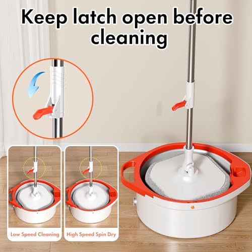 Spin Mop and Bucket Set with Separate Dirty and Clean Water