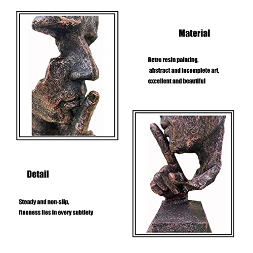 Silence is a Golden Statue Modern Mens Creative Office Home Room Decorations Sculpture Bookshelf Decorative 4.7 x 4.3 x 13.1in