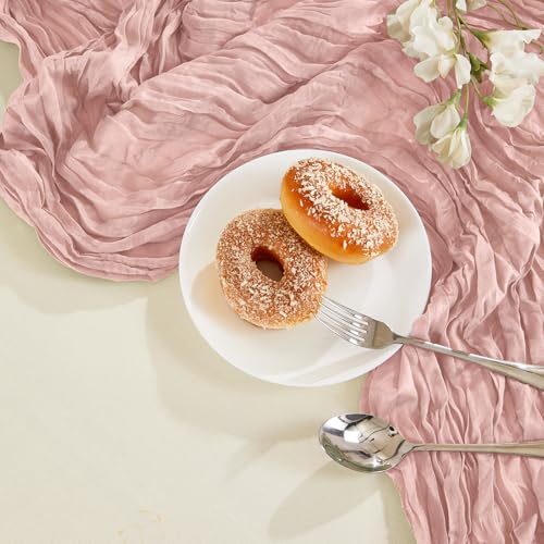 6 Pack Dusty Pink Cheesecloth Table Runner 35×120 Inch Fall Boho Home Decor (5.28 Ounce)