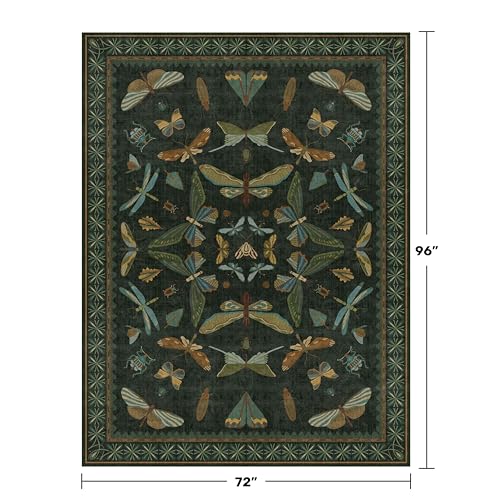 6x8 Dark Green Washable Dining Room Rug (48 Sq Ft)
