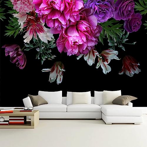 Purple Floral Wallpaper Peony Flower Wall Mural for Baby Bedroom