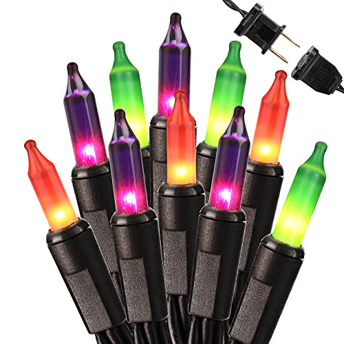 Purple & Green & Orange Halloween Incandescent Lights 21.3ft 100 ct