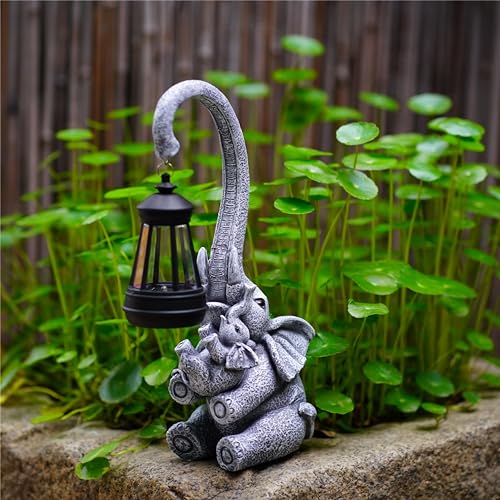 Elephant Outdoor Statues with Cute Baby Garden Decor