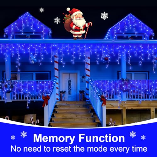 Blue Icicle Lights for Outside (66 Foot)