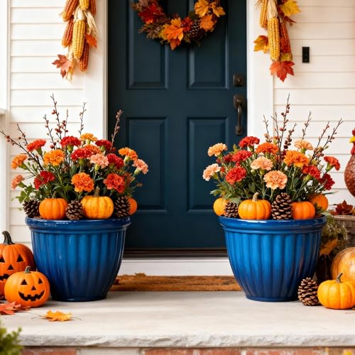 Autodaya 15" Large Planters for Outdoor Plants Set of 2 Plastic Flower Pots (2 Count)