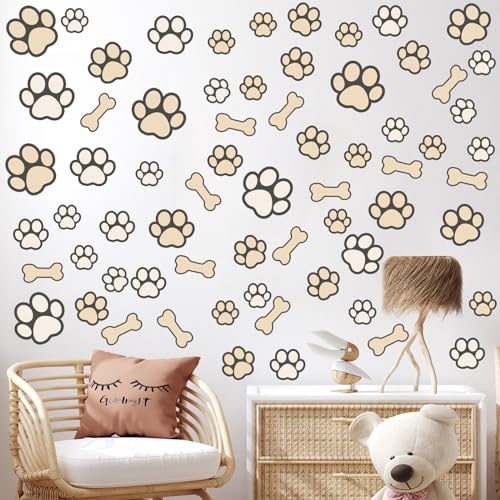 127 Glow in The Dark Dog Paw Stickers Luminous Removable Vinyl Wall Decals for Kids Nursery Bedroom