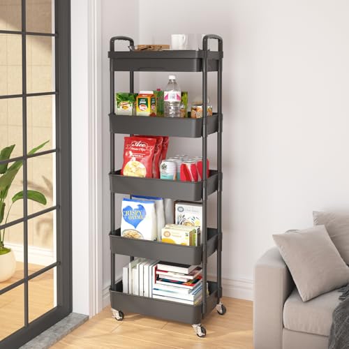 5 Tier Utility Cart with Drawer & Wheels