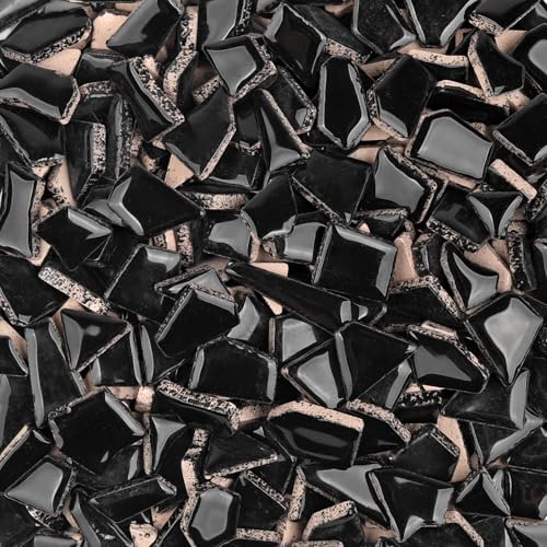 454g Irregular Shape Black Ceramic Mosaic Tiles for DIY Crafts Bulk
