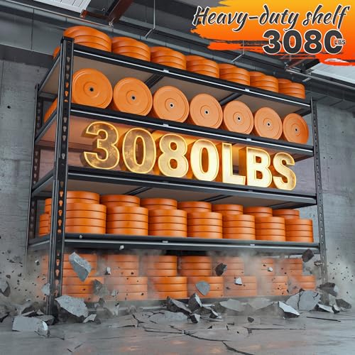 48" W Garage Shelving 3080LBS Storage Shelves 5 Tier Heavy Duty Shelving Adjustable Garage Shelves for Basement (2 Count)