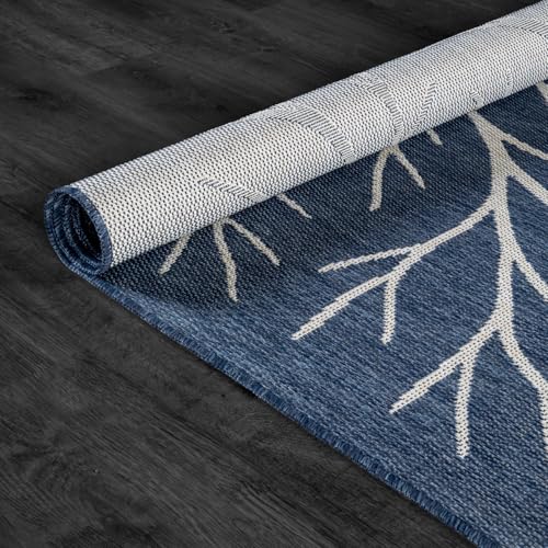 Washable Indoor Outdoor Rug 9x12 Modern Area Rugs Branch Pattern Non Shedding Waterproof Easy Clean Patio Deck Porch Living Room Bedroom Garden RV (108 Sq Ft)