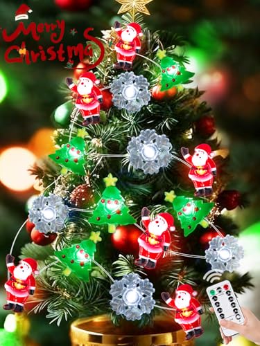 Christmas Tree Santa Snowflake Fairy Lights Battery Operated with Remote