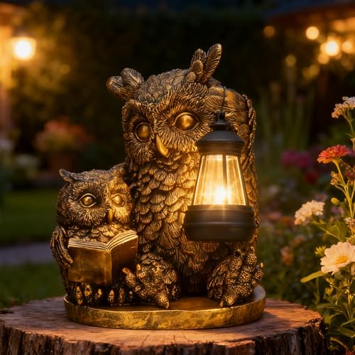 Owl Solar Outdoor Garden Statue Lawn Yard Decor Gifts for Mom