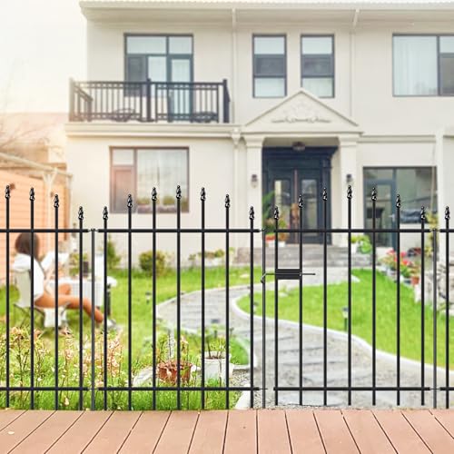 32" x 12' No Dig Metal Garden Fence with Gate