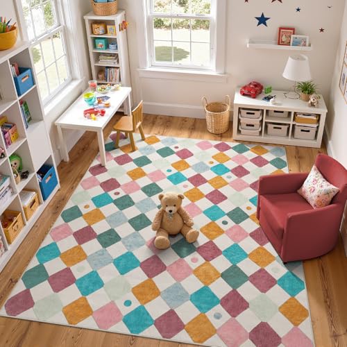 8x10 Classroom Rug Washable Kids Playroom Play Mat Colorful Nursery (80 Sq Ft)