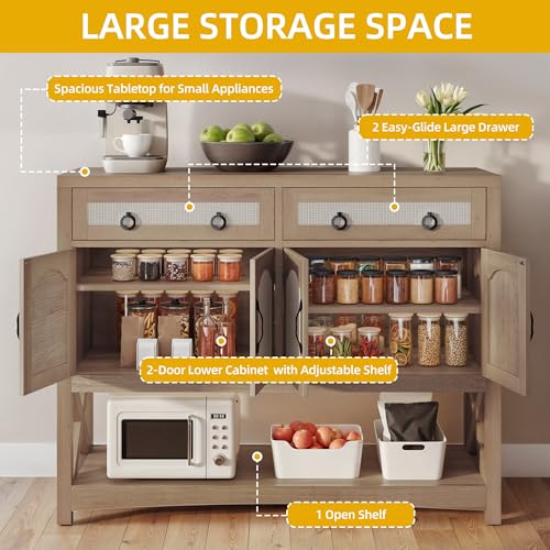 47.2" Rattan Buffet Sideboard with 2 Drawers