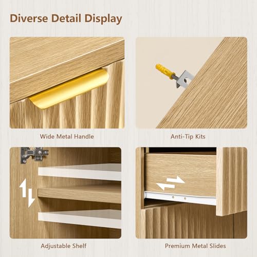 31.5" W Fluted Buffet Cabinet with Storage