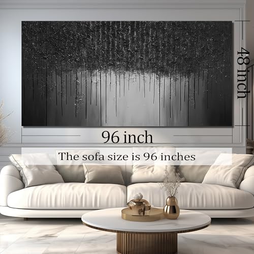 Black Art Paintings for Wall Large Abstract Canvas Wall Art for Living Room Huge Office Hotel Wall Decor 47 x 95 Inch
