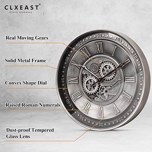 24 Inch Large Moving Gear Wall Clock for Living Room Decor