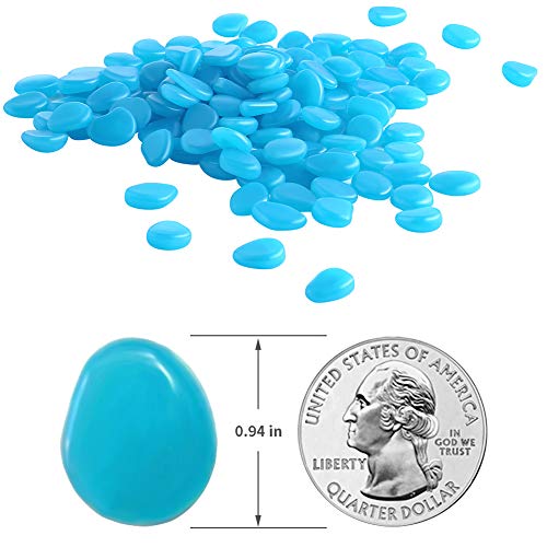 Glow Pebbles 300 pcs Blue Glowing Rocks for Outdoor Decor (300 Count)