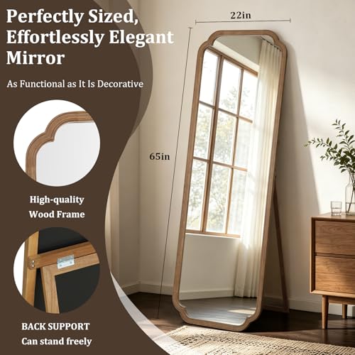 Farmhouse Full Length Mirror with Stand 22x65 Inch