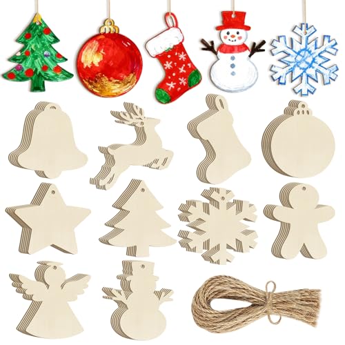 80PCS Wooden Christmas Ornaments to Paint (80 Count)