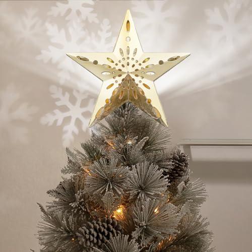 Darla 9ft Snow Flocked Prelit Christmas Tree with Star Projector