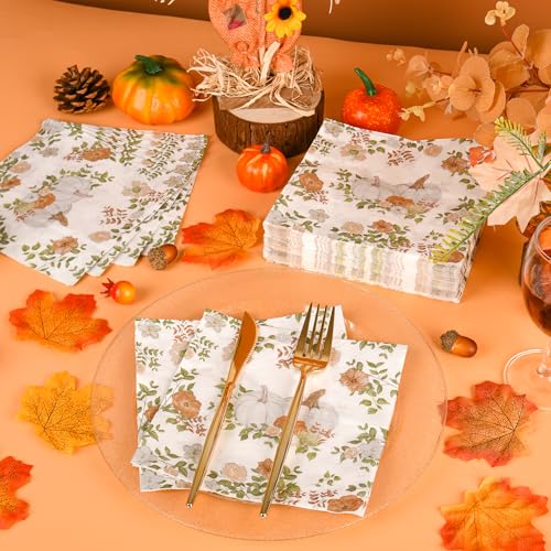 150Pcs Fall Paper Plates and Napkins Party Supplies Autumn Plates Napkin (150 Count)
