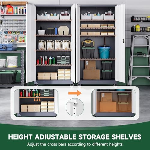 Metal Garage Storage Cabinets with Lock Door and Adjustable Shelves