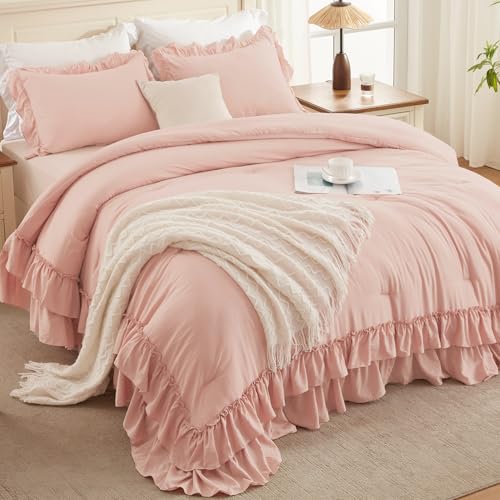 Blush Ruffle Comforter Set Queen Size