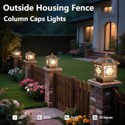 Solar Post Lights Outdoor Waterproof Gate Post Mount Lights with Solar LED