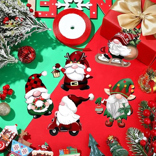 24Pcs Christmas Gnome Ornaments Unduplicates Wooden Hanging Ornaments for Xmas Tree