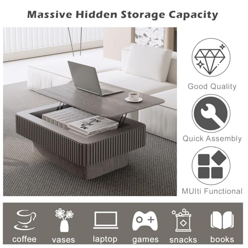 Lift Coffee Table with Storage & Adjustable Height