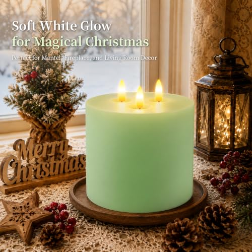 3 Wick Extra Large Flameless Pillar Candles with Timer Remote