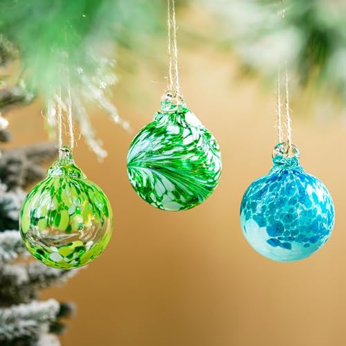 3Pcs Hand Blown Glass Gazing Balls 2.3in Hanging Friendship Ball for Garden (3 Count)