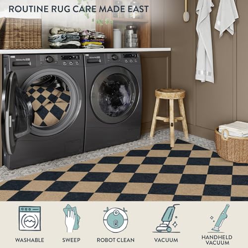 Checkered Easy Jute Non Slip Front Door Mat