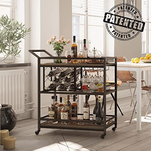 Bar Cart for The Home with Wine Rack and Glasses Holder