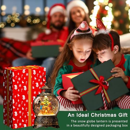 Christmas Snow Globe Water Lantern with Gingerbread Scene Battery Operated or USB Powered Musical Lighted Holiday Decoration for Tabletop Display for Family and Friends