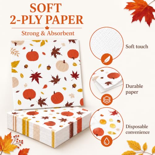 50 Pcs Fall Napkins 6.5 x 6.5 inch (50 Count)