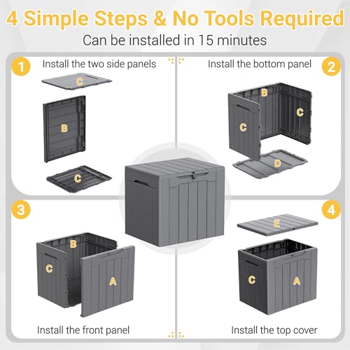 33 Gallon Resin Deck Box All Weather Outdoor Storage Boxes